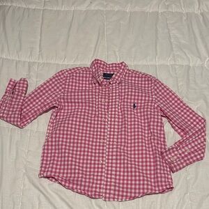 Polo Ralph Lauren Boys Pink Gingham Button Down Shirt Size 7
